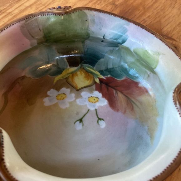 Vintage Morimura M Nippon Hand Painted Bowl Handles Beaded Moriage Floral - Picture 14 of 16